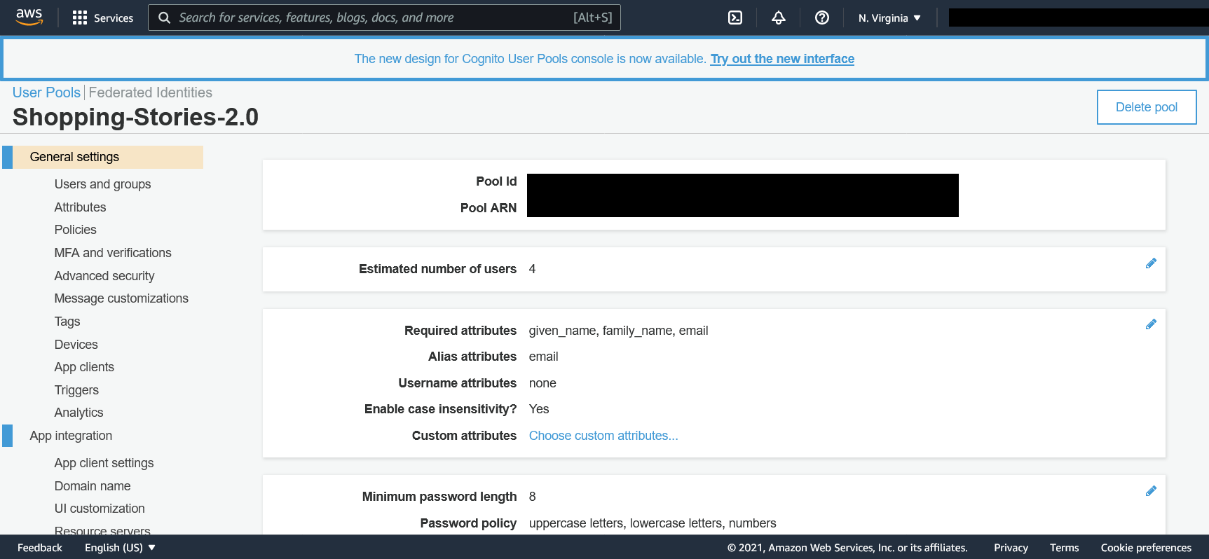 User Pool Page